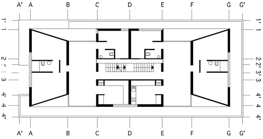 apartment building 50-50, upper floor plan